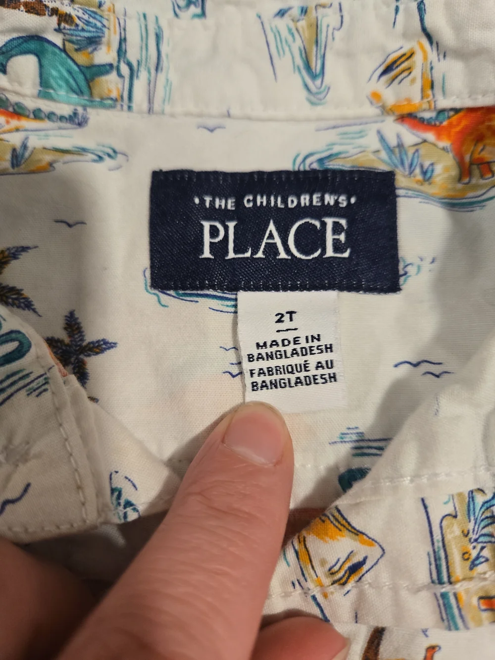 The Children's Place White Dino Print Short-Sleeve Button Down Shirt - Boys